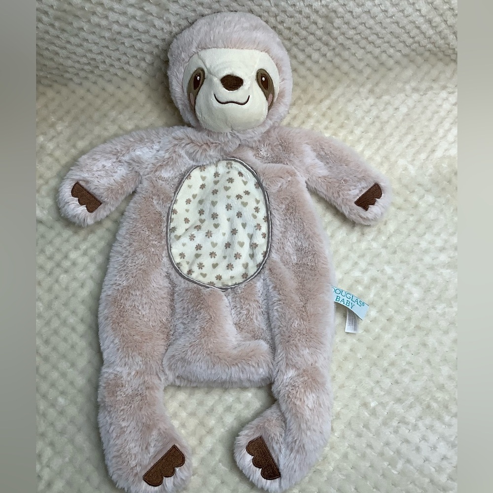 Douglas Baby Soft Sshlumpie Plush Tan Sloth Lovey Flattiie Stuffed Animal Toy